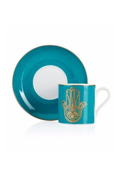 Paşabahçe Blue Bone Porcelain Coffee Set 4 Pieces for 2 People 110cc