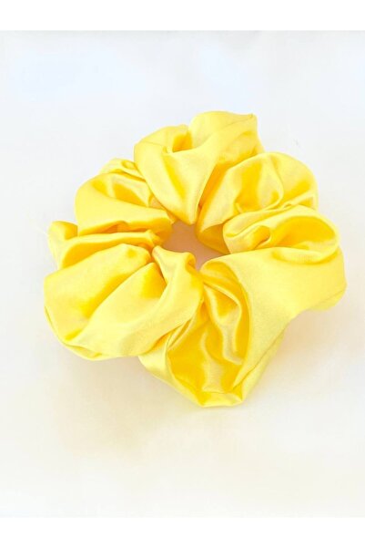 Esmeray Aksesuar Sarı Renk Saten Kumaş Xxl Simit Lastik Toka