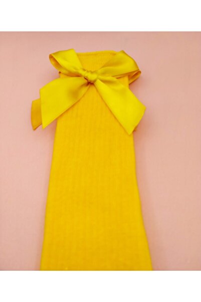 BUKAWEAR Бебешки и детски високи чорапи до коляното - Панделка, Аксесоари, Комплект от 3 броя, Розово Жълто Червено