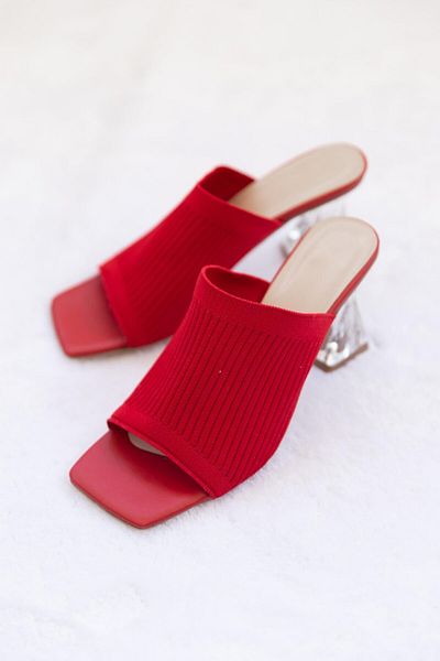 SHOEBELLAS Tori Red Knitwear Slippers
