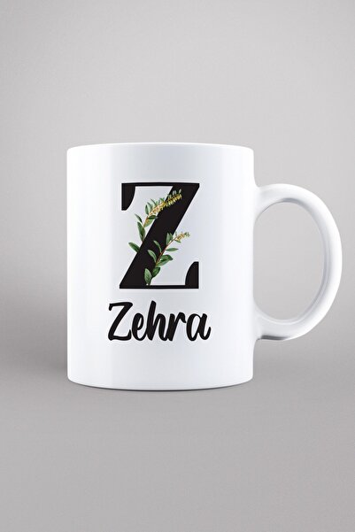 Valyum Çiçekli Zehra İsimli Z Baş Harfli Kupa Bardak