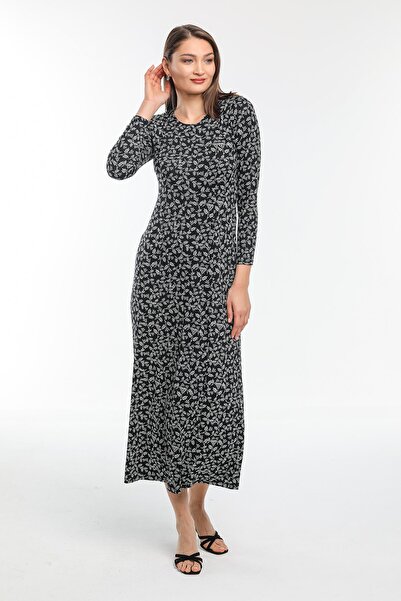 Deligüzel Kadın Siyah Desenli  Elbise