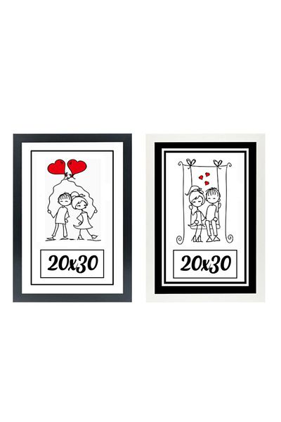 ÖZCANLAR ÇERÇEVE 20x30 2-Piece Photo Frame Black-white Modern Office Art Home Home Decorative Frame