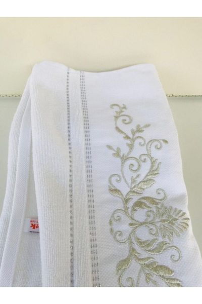 Özdilek 2 Pieces Seda Embroidered Hand-face Towel Silver