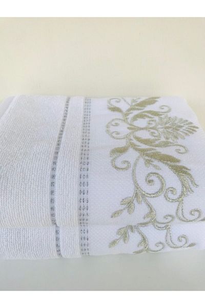 Özdilek 2 Pieces Seda Embroidered Hand-face Towel Silver