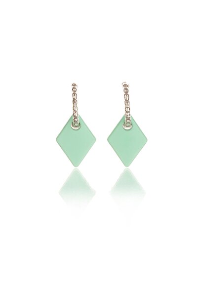 Leerybee Water Green Color Antiallergic Tile Earrings