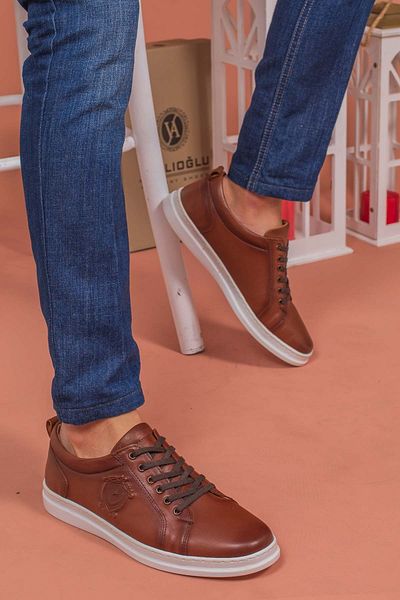 By Yağlıoğlu Ανδρικά Tan Παπούτσια Casual από γνήσιο δέρμα