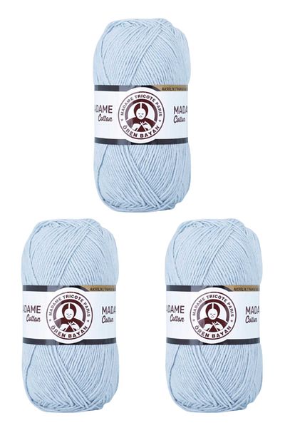 Ören Bayan Πλεκτό νήμα χειρός Madame Cotton Baby Blue 031 100 gr Σετ 3 τεμ