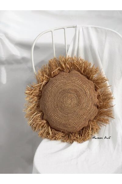 Maison Avf Natural Raffia Throw Pillow M029