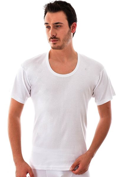 Tutku Εσωρούχο White Rib - Ανδρικό Σετ με λαιμόκοψη 3 τεμαχίων