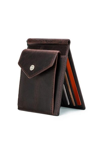 Contact’S Контакти Albi - Портфейл от естествена кожа с RFID защита, кафяв, от първокласна естествена кожа.