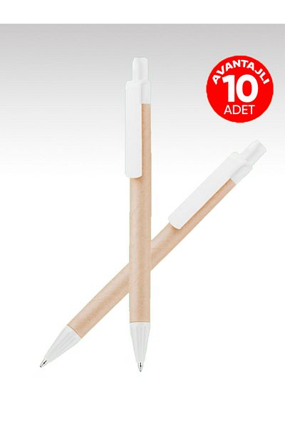 EGESTA 10 Recycled Ballpoint Pens with Blue Ink - White