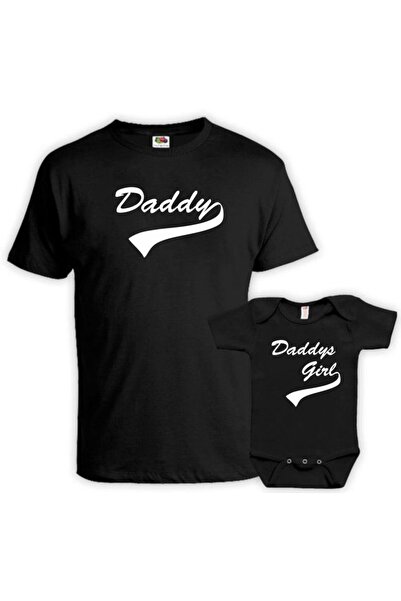 venüsdijital تيشيرت Daddy and Daddys Girl الأسود Zibın (هو منتج واحد ويمكن دم...