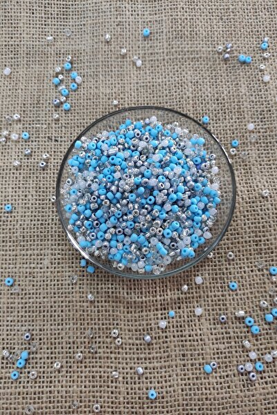 platin hediyelik 100 de grame de mărgele de nisip de 4 mm din sticlă albastră...