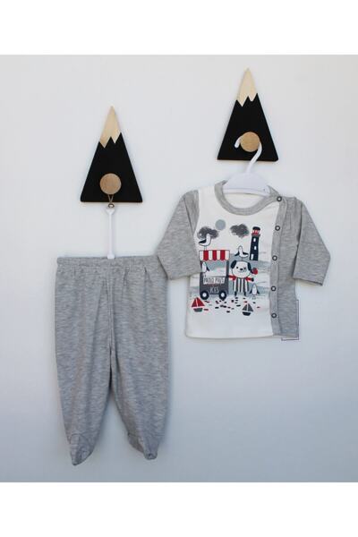 Bebelinna Puppis Baby Seagull Patterned Combed Cotton Pajamas Set of 2