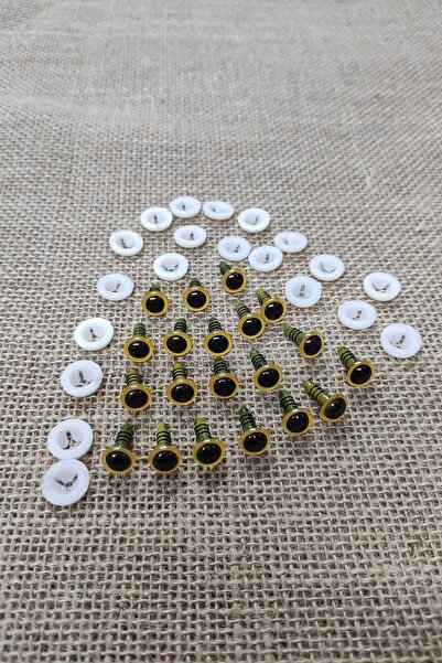 platin hediyelik 20 Adet 10 Mm Amigurumi Bebek Gözü Sarı Vidalı Kristal Göz