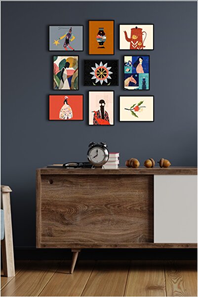 ÖZCANLAR ÇERÇEVE Çerçevesiz Çerçeve Görünümlü 9 Parça Mdf Tablo Seti Çoklu Ba...