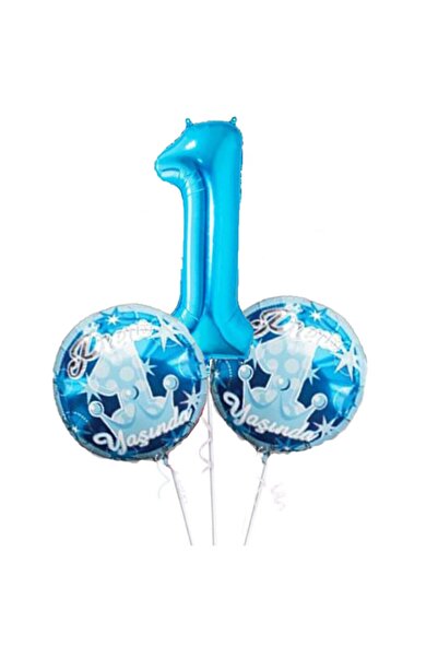 parti sürprizi مجموعة بالونات فويل زرقاء عمرها عام واحد