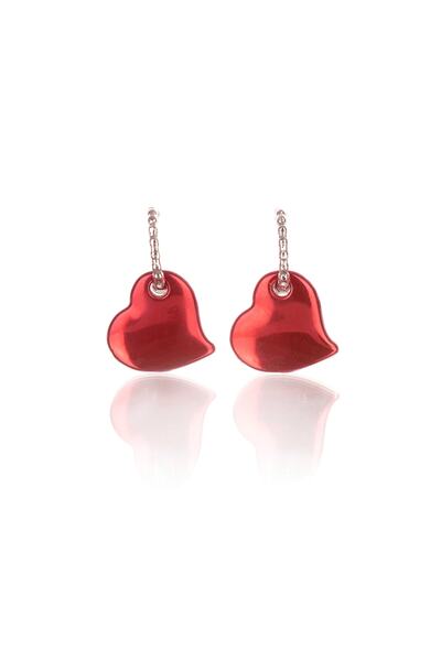 Leerybee النيون الأحمر أقراط القلب مضاد الأرجية