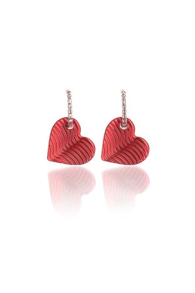 Leerybee النيون الأحمر أقراط القلب مضاد الأرجية