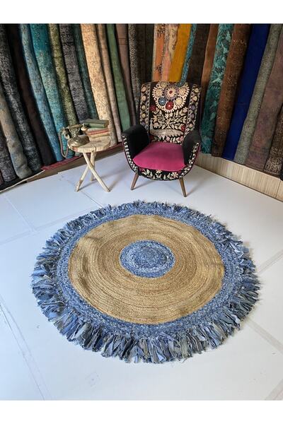 ŞİRVAN HALI El Dokuma Naturel Hasır Jüt Kilim-130 X 130