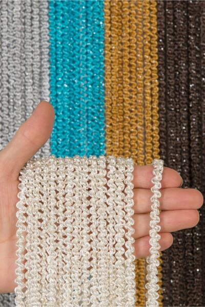 Saççax Exclusive Beyaz Altın Renk Bukle Serisi Ip Perde