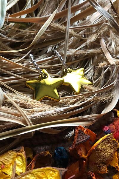 Leerybee الكروم مشرق اللون الأصفر أقراط نجمة مضادة للحساسية