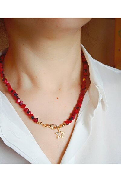 LOVI قلادة بتصميم المرجان الأحمر في الهيكل المكسور