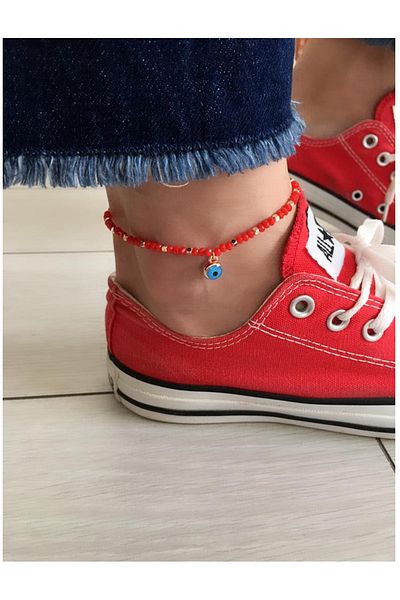 Serline Desing Women's Evil Eye Crystal Stone Red Anklet