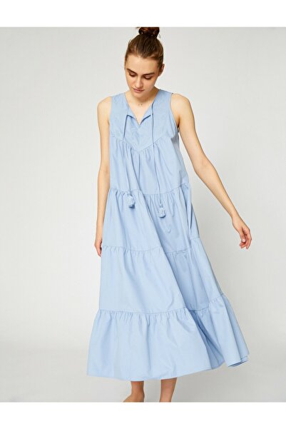 Koton Rochie fără mâneci din poplin albastru pentru femei