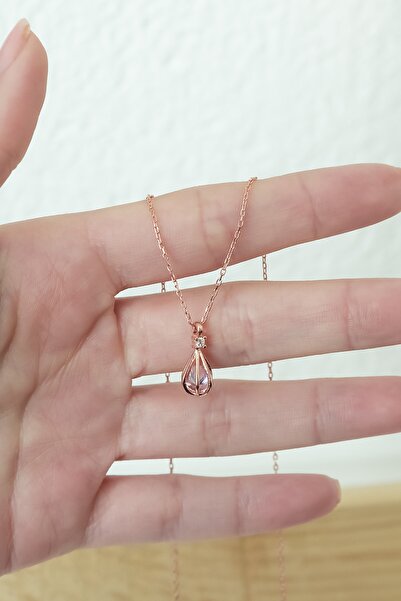 Nereze Kadın Pembe Taşlı Balon Kolye