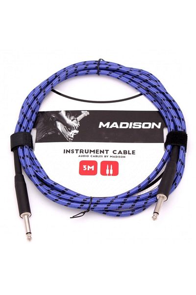 Madison 3 Meters Black Blue Striped Braided Guitar Cable