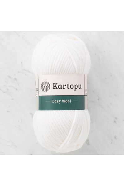 Kartopu صوف مريح K010 أبيض 25% صوف مخلوط سميك للحياكة