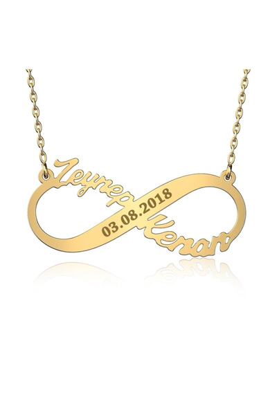 İNDİGO TAKI İki Isimli Tarihli Sonsuzluk Gümüş Kolye