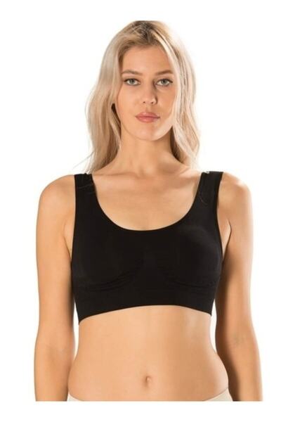 by İGP Sutien bustier cu bretele groase, negru, pentru femei, pachet de 2 bambus