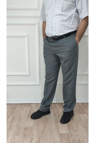 nacar çarşı Men's Plus Size Classic Gray Relaxed Fit Fabric Pants