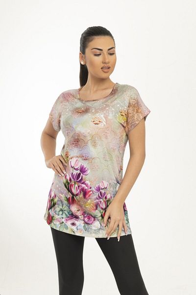 HEPİSİZE TEKSTİL Tulip Patterned Digital Printed Tunic