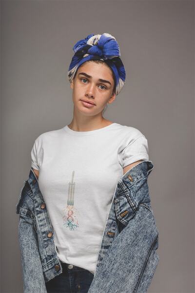 ErTaPassage Rachetă albă în spațiu cu imprimeu Femei tricou - T7974023