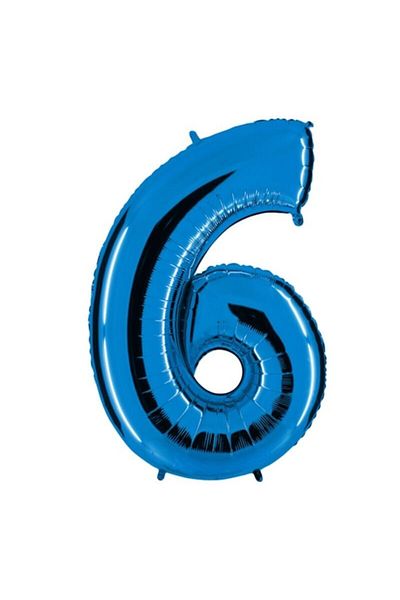 parti sürprizi Foil Balloon Number 6 Blue 100 Cm