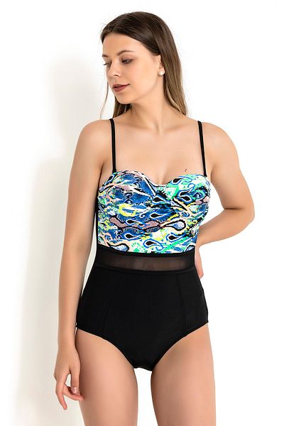 BADELİNA Tulle Detailed Strapless Swimsuit 7470