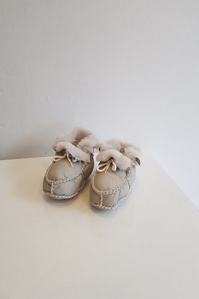 Papulin Unisex Baby Suede Leather Furry Booties