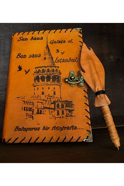 zarif atölye Galata Tower Handmade Leather Notebook