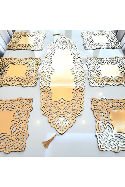 SEHARA S.piele Set de prezentare pentru mese 7 buc.1 Runner,6 American Service/auriu