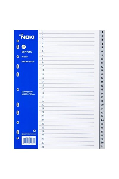 Noki 59231 Separator A4 Plastic with 1-31 Numbers