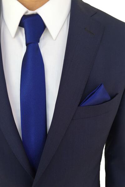 Tezgah İstanbul مجموعة منديل ربطة عنق باللون الأزرق الداكن