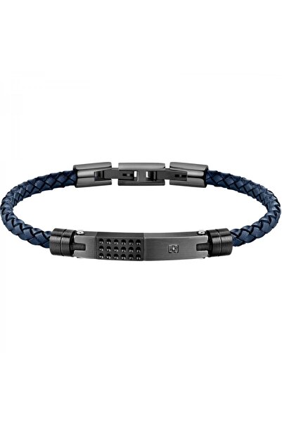 MORELLATO MOODY bracelet, navy blue Leather , dark gray stainless steel, leng...