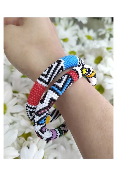 Pötikare Butik Atölye Handmade Knitted Bead Bracelet 2 Pieces