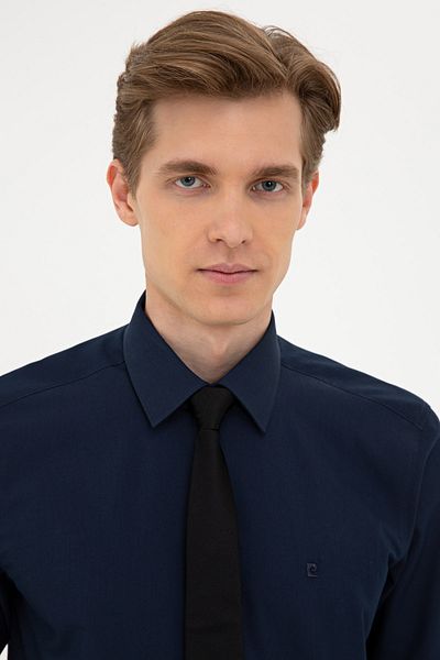 Pierre Cardin Μπλε Navy Slim Fit Basic πουκάμισο