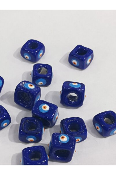 LİVZA BİJUTERİ Cam Nazar Bodrum Boncuğu 10-12 Mm 3 Adet Kare Boncuk Kare Cam