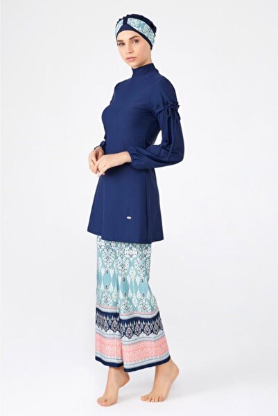 Adasea 4257 K. Μαγιό Hijab Σχέδιο Navy Blue Lycra